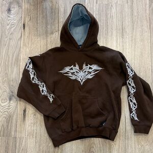 Y2k brun and blue hoodie